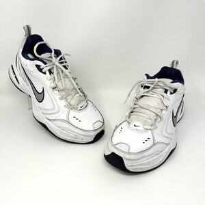 Nike Air Monarch IV Shoes Mens Size 10 White Navy Training Sneakers‎ 415445-102